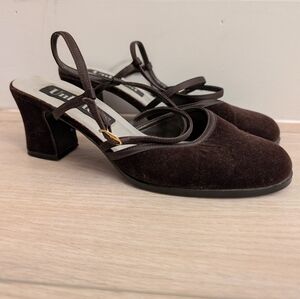 Unlisted Vintage 90s Mary Jane Pumps Velvet‎ Brown 8.5 Y2K